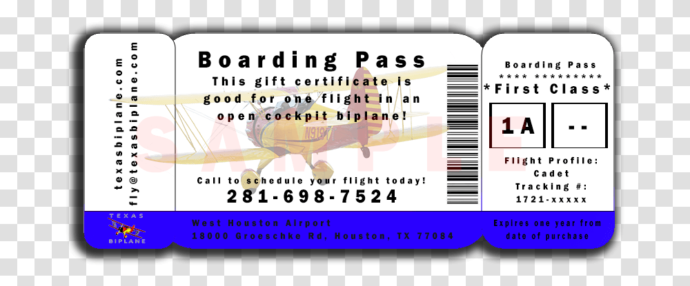 Houston Flights Texas Biplane Boarding Pass Illustration, Word, Paper, Poster Transparent Png