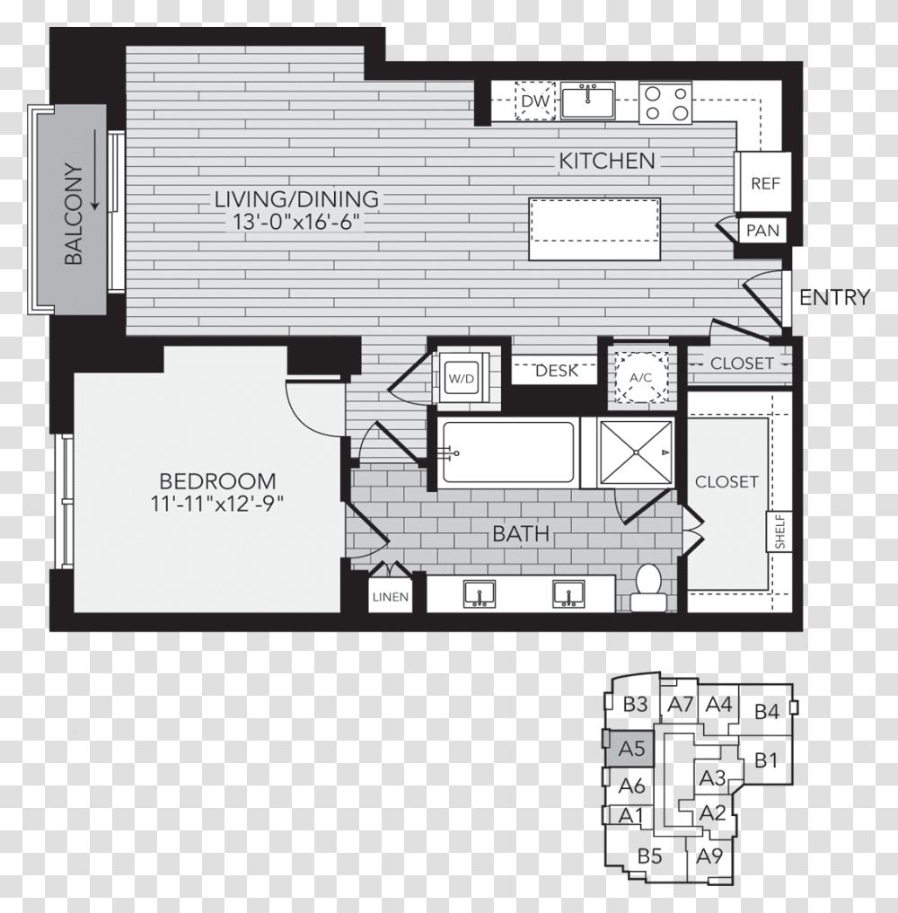 Houston One Bedroom Apartment Floor Plan Floor Plan, Diagram, Plot Transparent Png