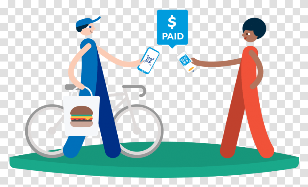 How Paypal Works Qr Code Scan Person Pass Graphic, Vehicle, Transportation, Bicycle, Bike Transparent Png