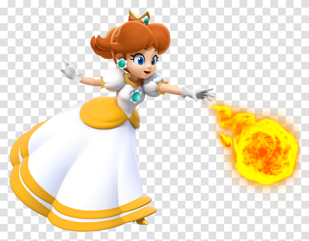 How Princess Daisy Should Be In Her Official Fire Flower Super Mario Daisy, Figurine, Toy, Doll, Animal Transparent Png