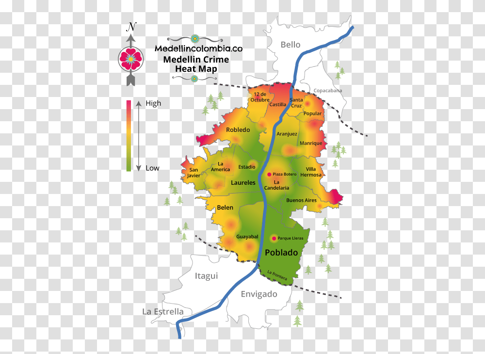 How Safe Is Medellin Medellin Heat Map, Poster, Advertisement, Plot, Diagram Transparent Png