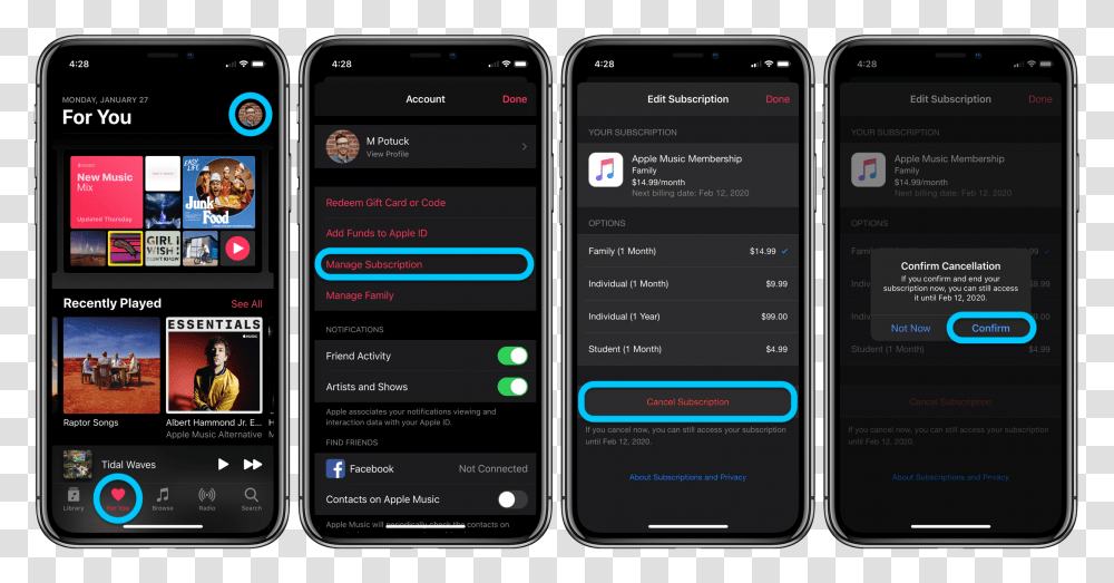 How To Cancel Apple Music Subscription Walkthrough Controls For Airpod Pros, Mobile Phone, Electronics, Cell Phone, Person Transparent Png