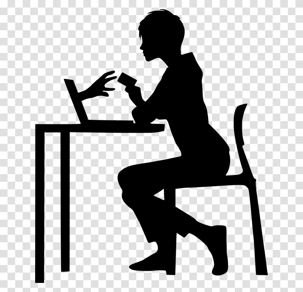 How To Check If A Website Is A Scam Silhouette Sitting At Desk, Gray, World Of Warcraft Transparent Png