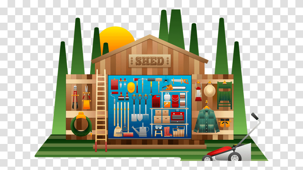 How To Clean Garden Tools Tool Shed Clipart, Toy, Neighborhood, Urban, Building Transparent Png