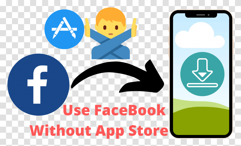 How To Download Facebook Without App Store Facebook, Text, Symbol, Label, Number Transparent Png