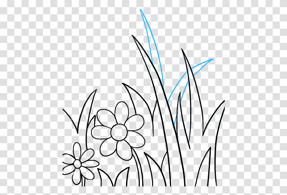 How To Draw A Butterfly Garden Drawing Of Butterfly In The Garden, Grass, Plant, Outdoors, Nature Transparent Png