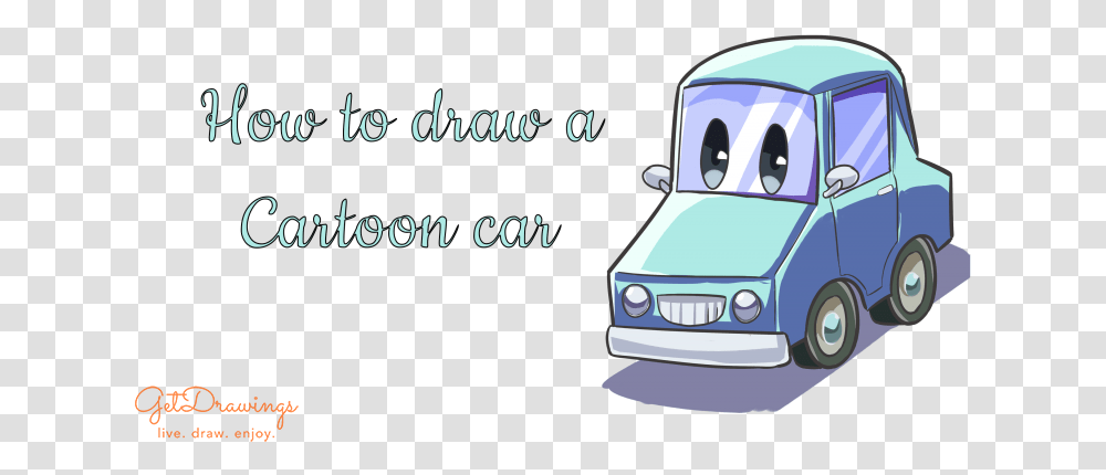 How To Draw A Cartoon Car City Car, Vehicle, Transportation, Automobile, Van Transparent Png