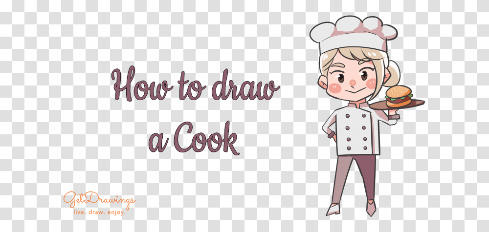 How To Draw A Cook Drawing, Person, Human, Chef, Female Transparent Png