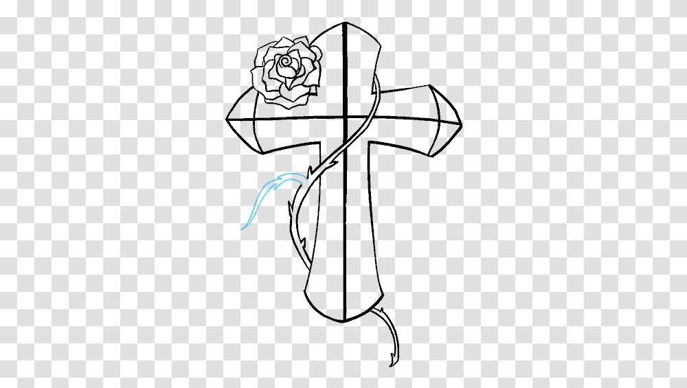 How To Draw A Cross With Roses Drawings, Outdoors, Crucifix Transparent Png