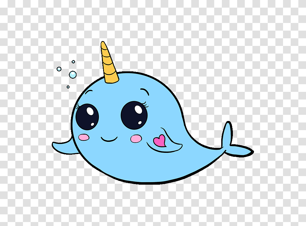 How To Draw A Cute Narwhal, Sea Life, Animal Transparent Png