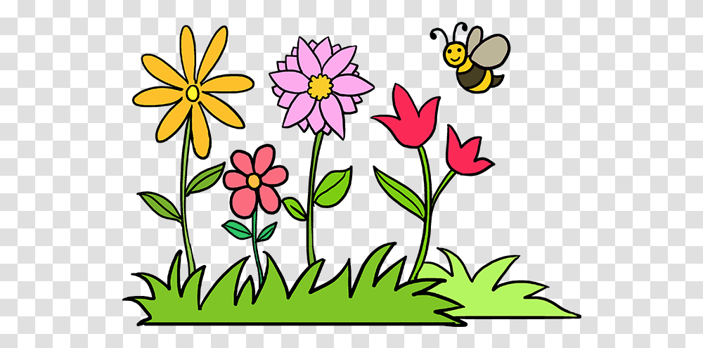 How To Draw A Flower Garden Really Easy Drawing Tutorial Garden Flowers Drawing, Graphics, Art, Floral Design, Pattern Transparent Png