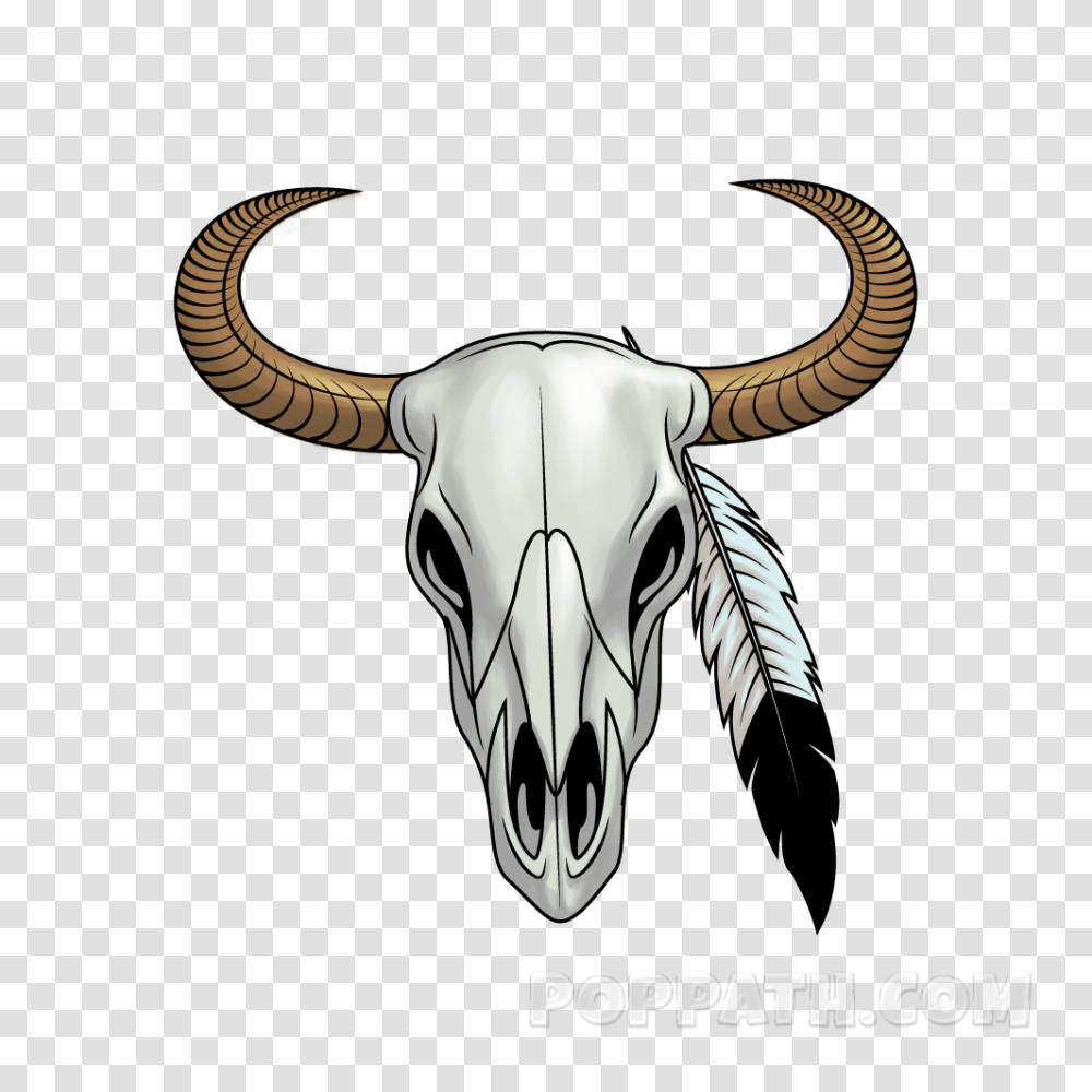 How To Draw A Longhorn Skull Pop Path, Bull, Mammal, Animal, Cattle Transparent Png