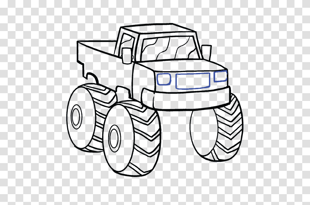 How To Draw A Monster Truck In A Few Easy Steps Easy Drawing Guides, Tractor, Vehicle, Transportation, Bulldozer Transparent Png