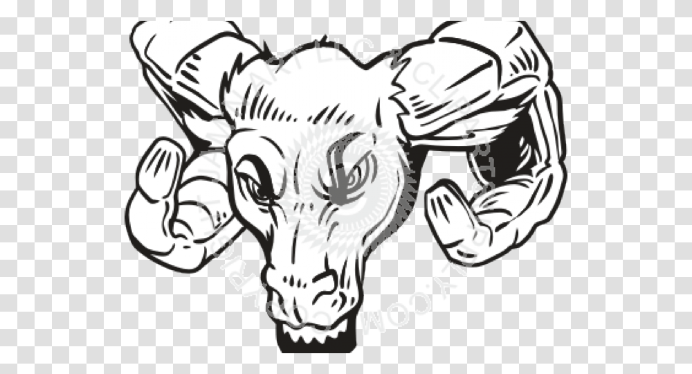 How To Draw A Ram Head Black And White Angry Ram Head, Mammal, Animal, Wildlife Transparent Png