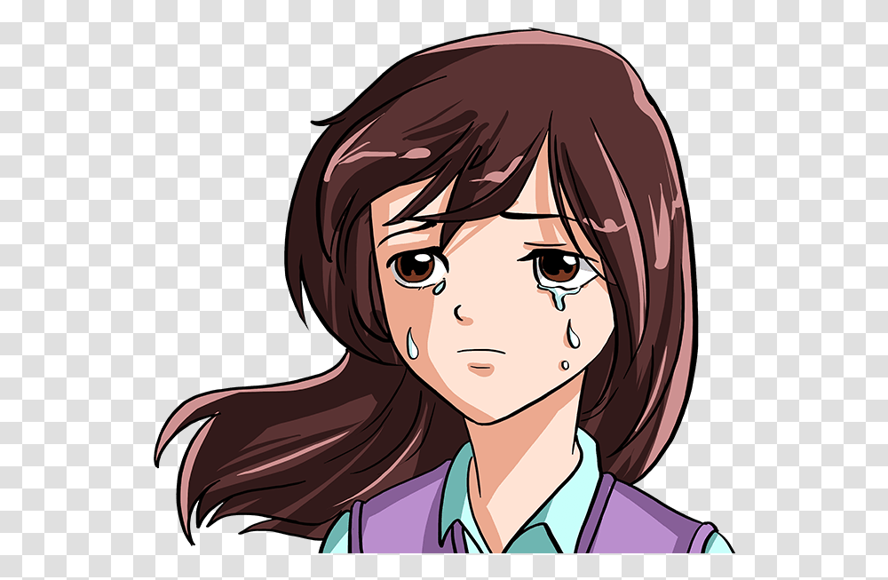 How To Draw A Sad Anime Face Anime Girl Face Sad, Manga, Comics, Book, Person Transparent Png