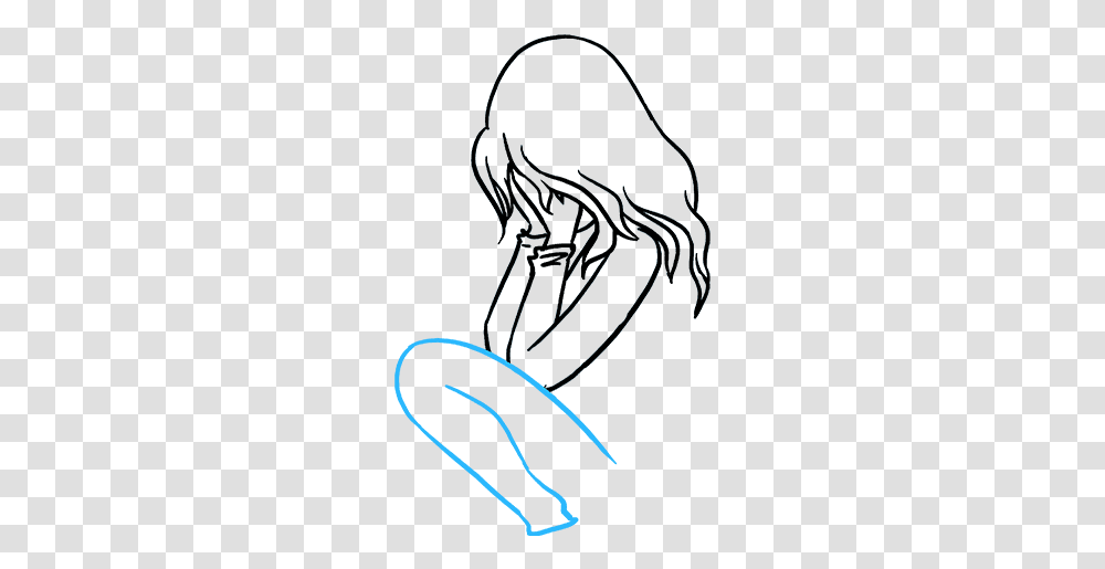 How To Draw A Sad Girl Crying Depression Drawings Clipart, Dragon, Floral Design, Pattern Transparent Png