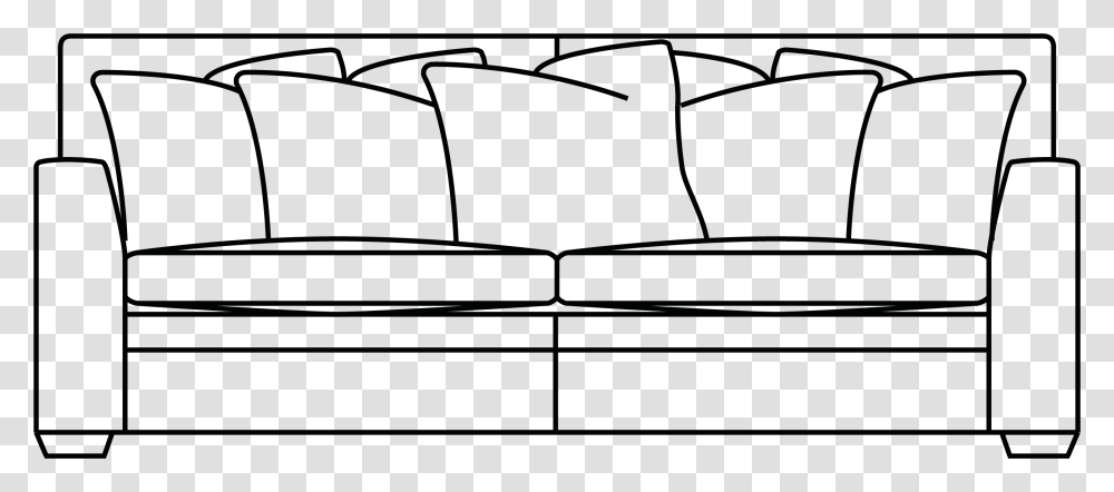 How To Draw A Sofa From The Back, Couch, Furniture, Cushion, Pillow Transparent Png