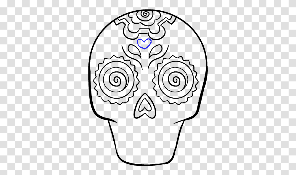 How To Draw A Sugar Skull Step By Step Tutorial Easy Day Of The Dead Skull Drawing Easy, Gray, Outdoors Transparent Png