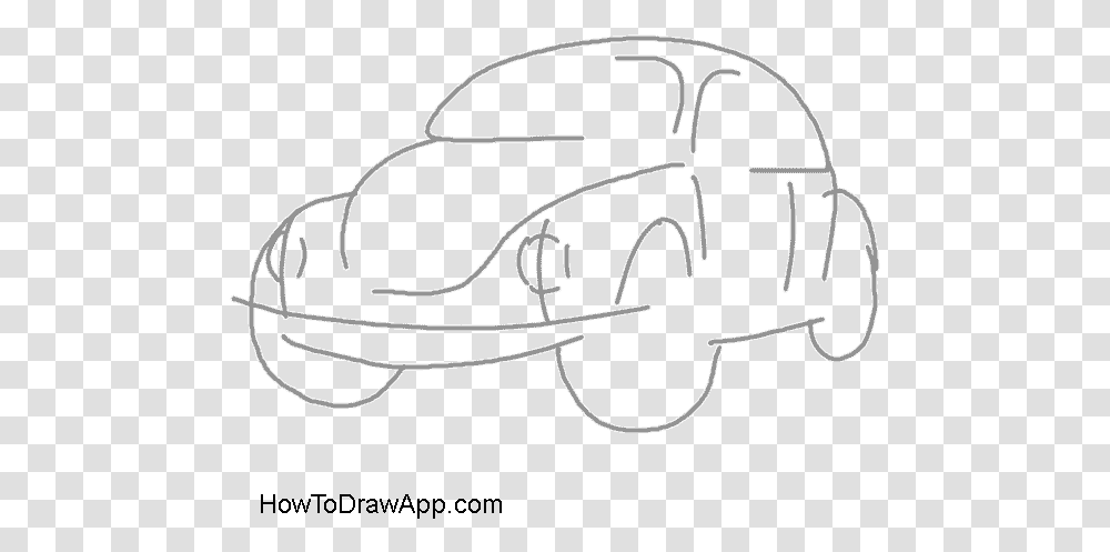 How To Draw A Volkswagen Beetle Line Art, Handwriting, Signature, Autograph Transparent Png