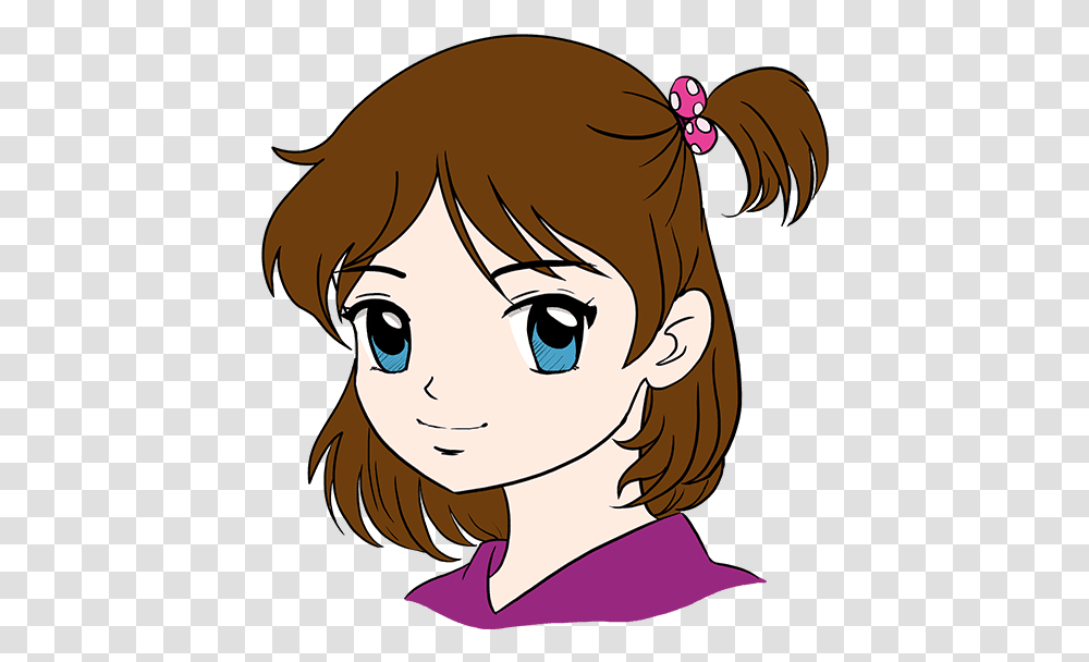 How To Draw An Anime Girl Face Really Easy Drawing Tutorial Draw A Cartoon Face, Comics, Book, Graphics, Manga Transparent Png