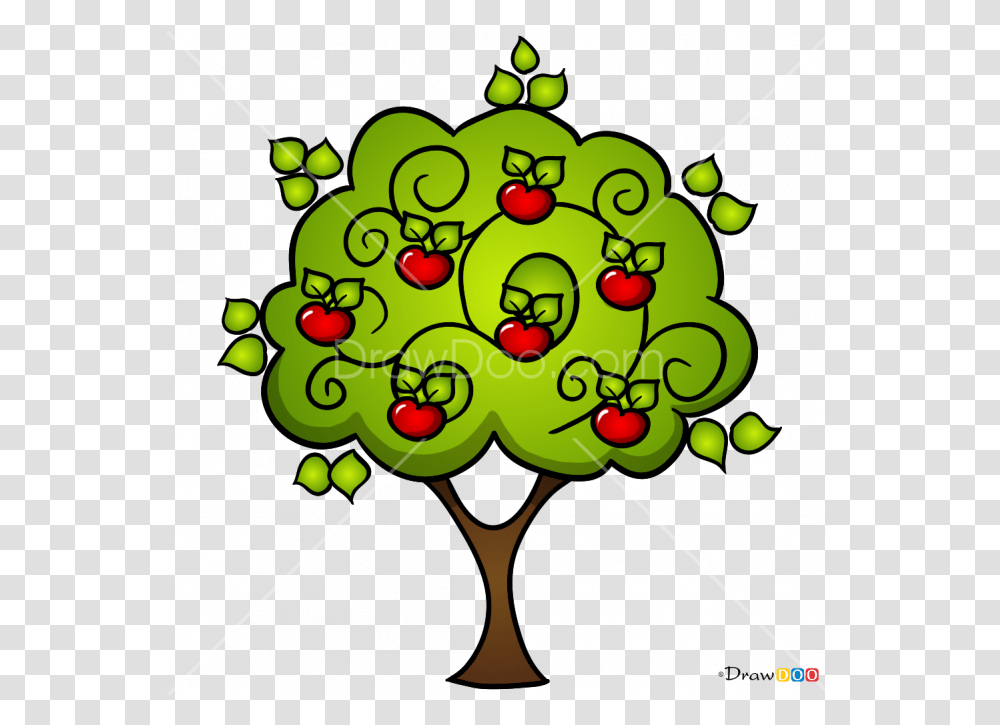 How To Draw Apple Tree Trees Draw A Apple Tree, Floral Design, Pattern Transparent Png