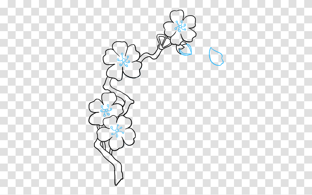 How To Draw Cherry Blossoms Drawings Of Cherry Blossom, Snowflake, Alphabet Transparent Png