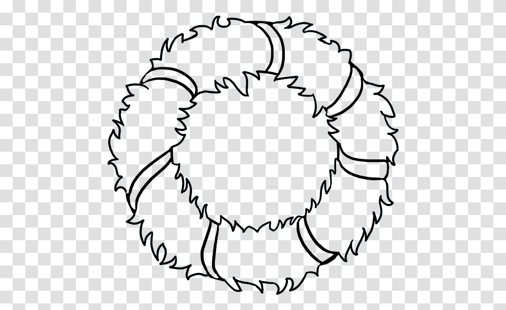 How To Draw Christmas Wreath Christmas Wreath Outline, Nature, Astronomy, Alphabet Transparent Png