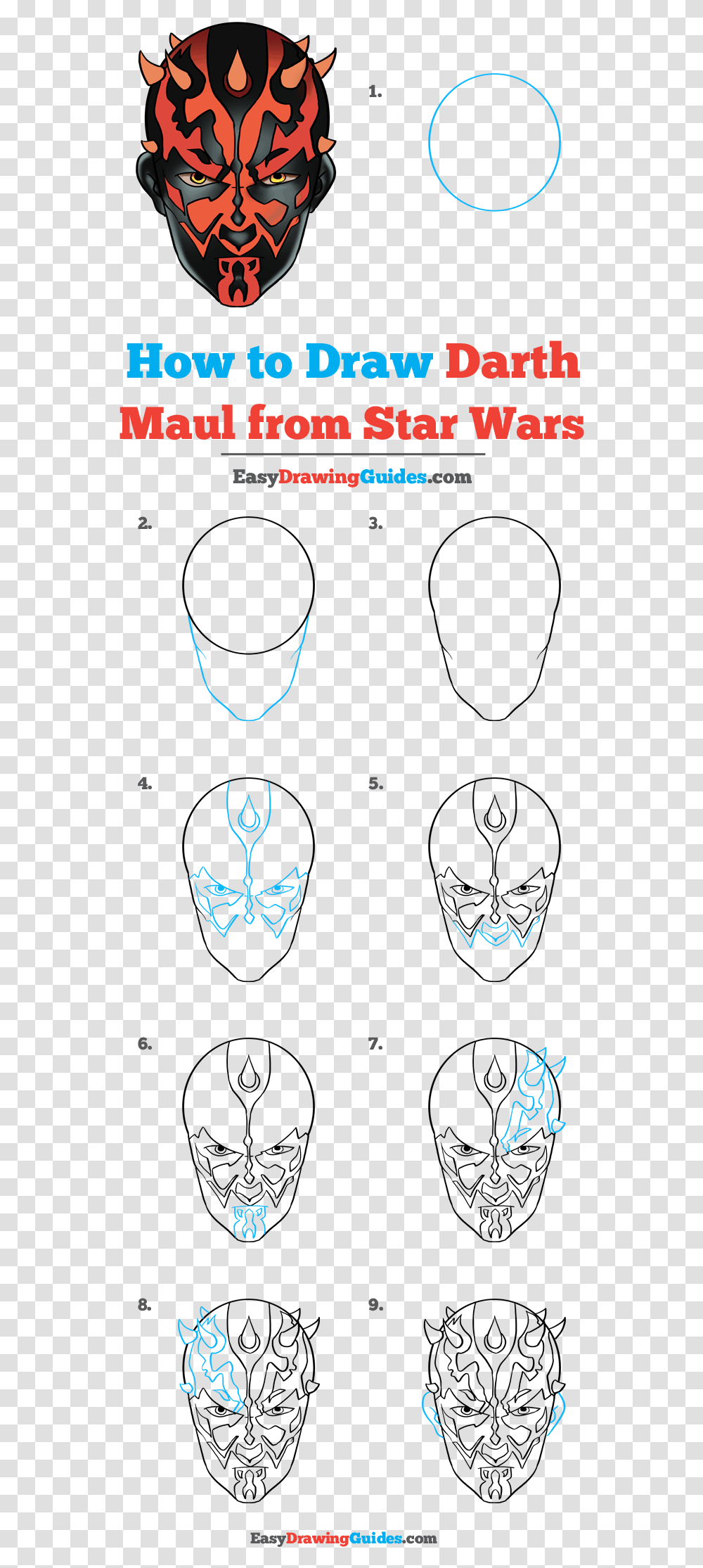 How To Draw Darth Maul From Star Wars Anime Girl Step By Step Drawing, Poster, Emblem Transparent Png