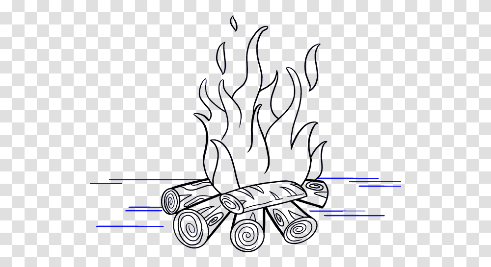 How To Draw Fire Drawing Of Camp Fire, Flame Transparent Png