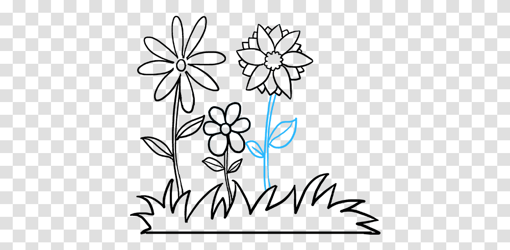 How To Draw Flower Garden Draw A Flower Garden, Alphabet, Knot, Crystal Transparent Png