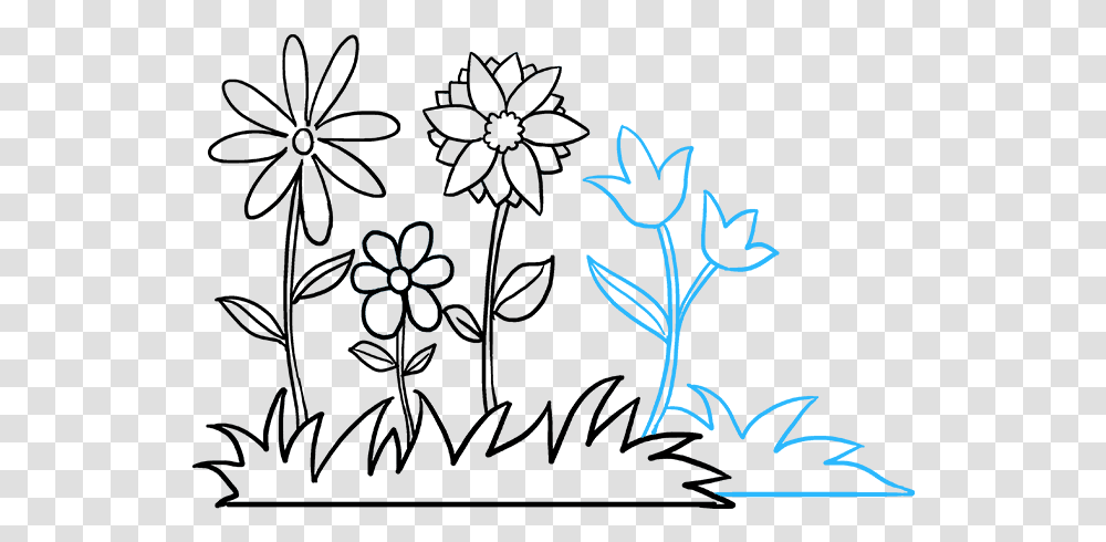 How To Draw Flower Garden Draw A Flower Garden, Outdoors, Nature Transparent Png