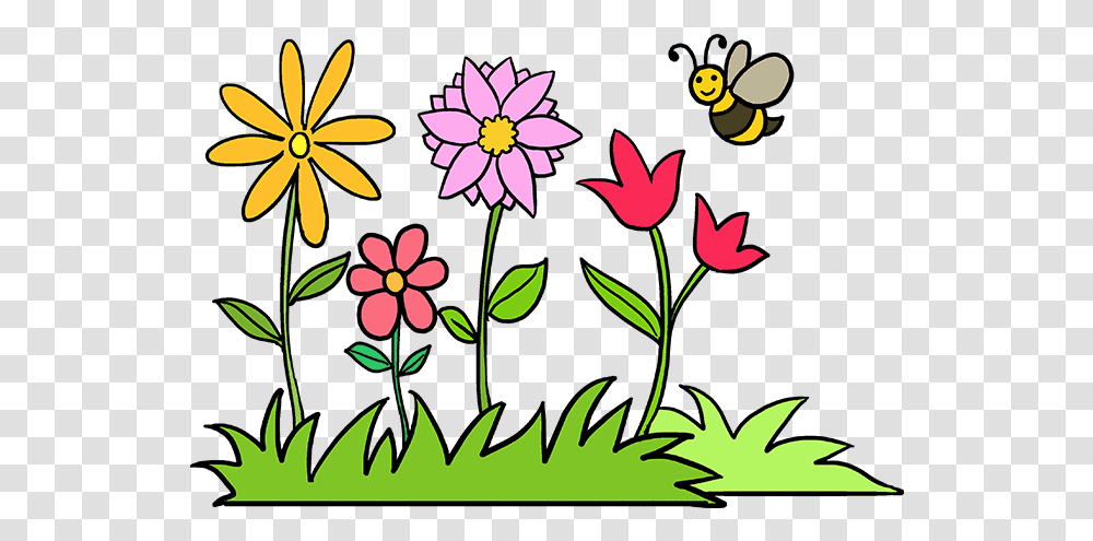 How To Draw Flower Garden Flower Garden Drawing Easy, Floral Design, Pattern Transparent Png