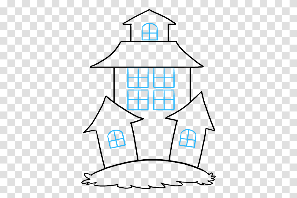 How To Draw Haunted House Haunted House Drawing Easy, Pac Man, Super Mario, Dungeon, Plan Transparent Png