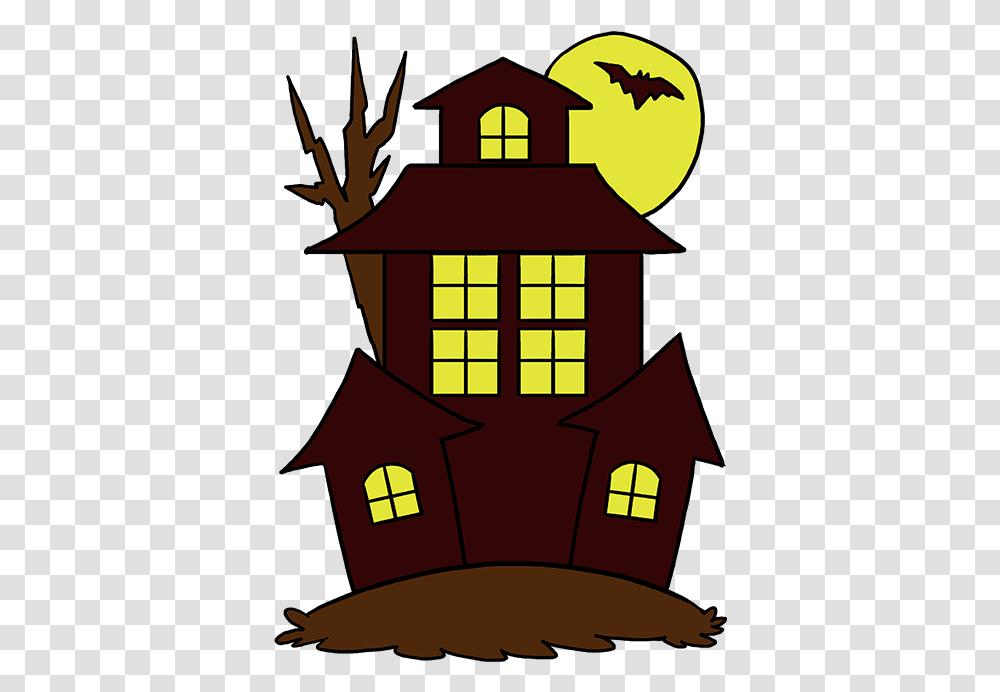 How To Draw Haunted House Haunted House Drawing Easy, Poster, Tower, Architecture, Building Transparent Png