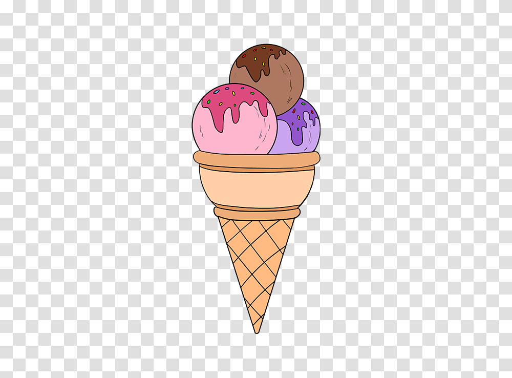 How To Draw Ice Cream, Dessert, Food, Creme, Cone Transparent Png