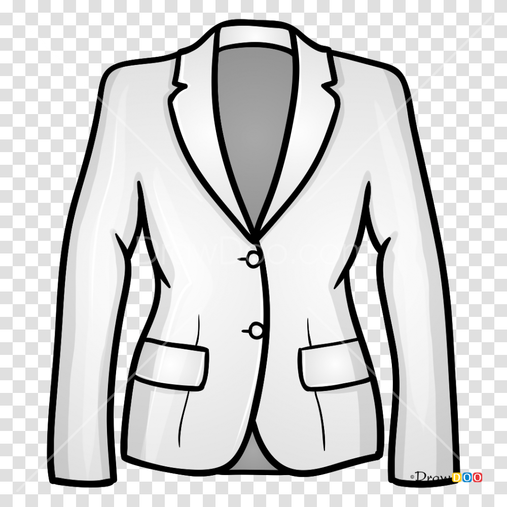 How To Draw Ladies Jacket Clothes Draw A Blazer, Apparel, Coat, Suit Transparent Png