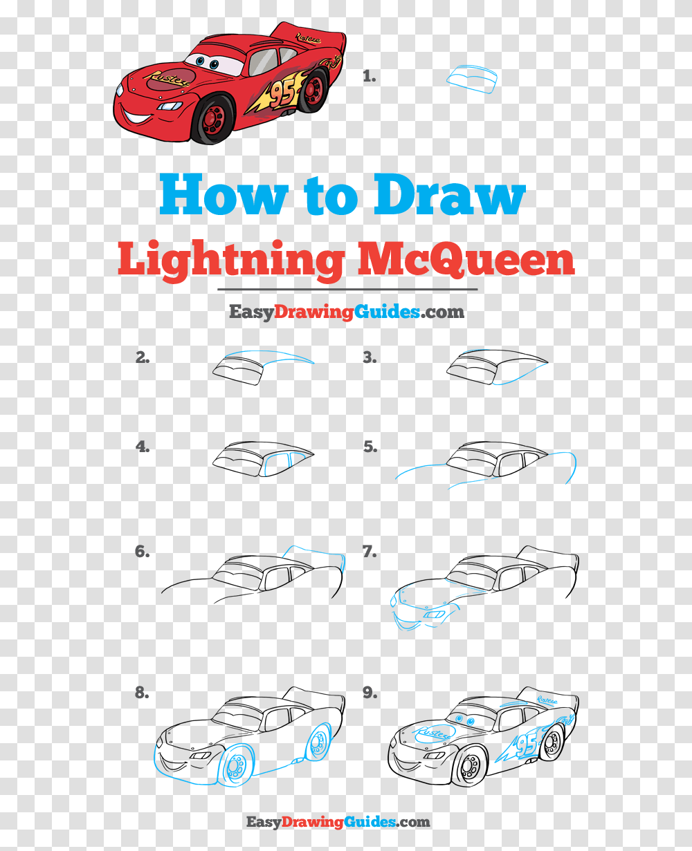 How To Draw Lightning Mcqueen Easy Draw Lightning Mcqueen Step By Step, Car, Vehicle, Transportation, Automobile Transparent Png