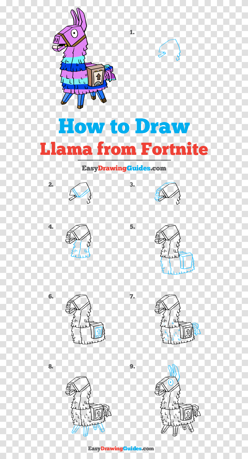 How To Draw Llama From Fortnite Draw A Llama From Fortnite, Plot, Poster, Diagram Transparent Png