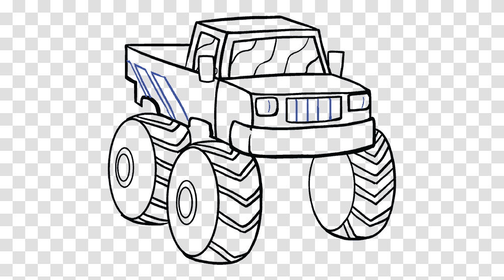 How To Draw Monster Truck Cartoon Monster Truck Drawing, Vehicle, Transportation, Jeep, Wheel Transparent Png