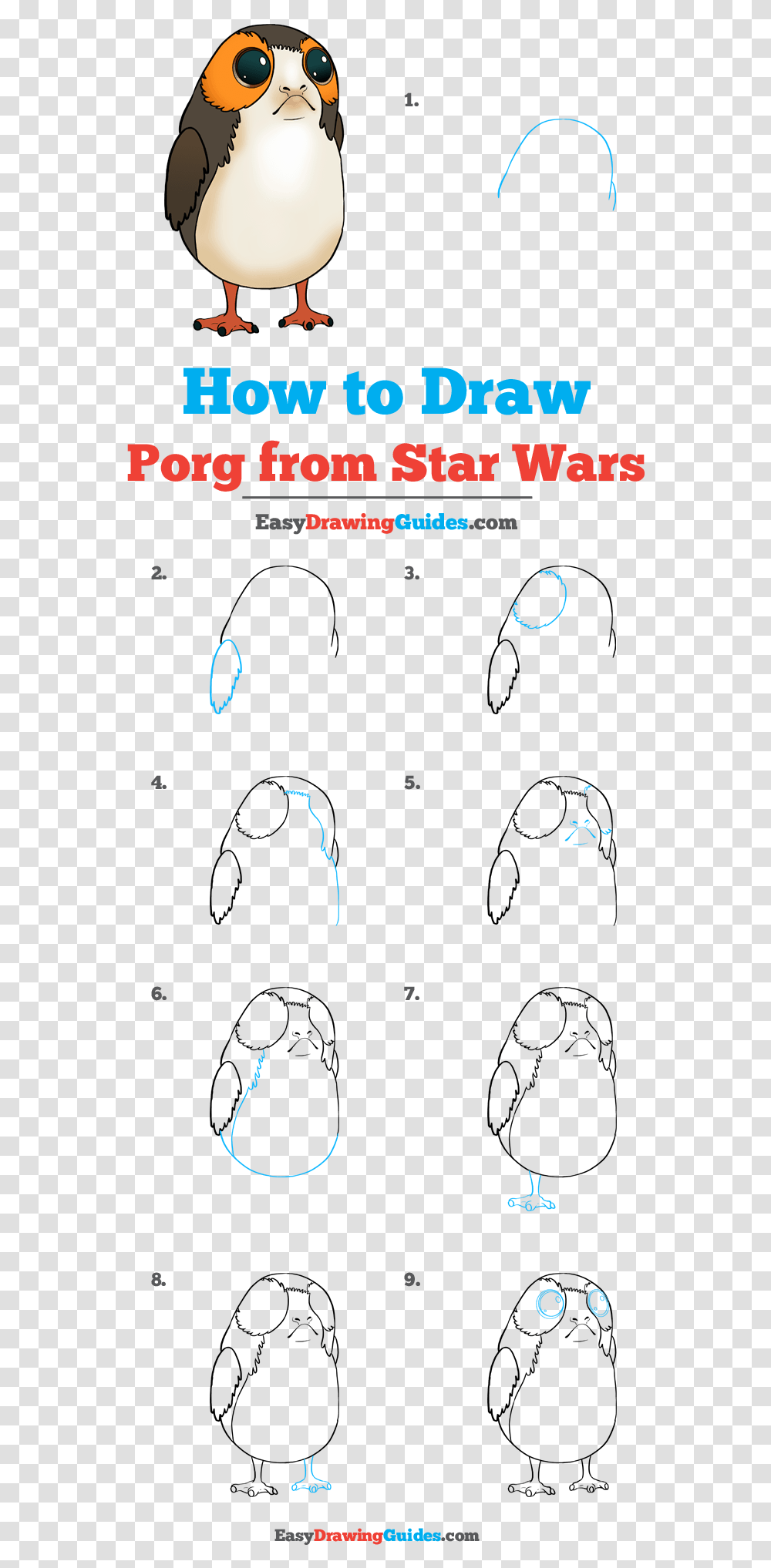 How To Draw Porg From Star Wars Star Wars Drawings Easy, Bird, Astronomy, Outer Space Transparent Png