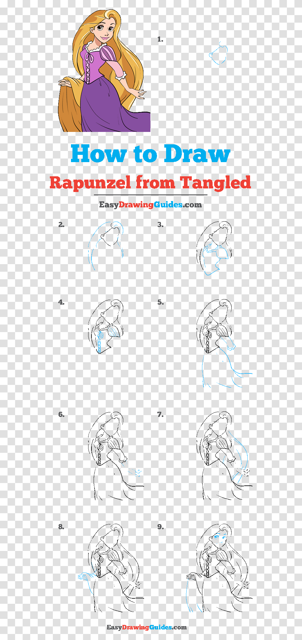 How To Draw Rapunzel From Tangled Draw Rapunzel Step By Step, Poster, Advertisement, Person Transparent Png