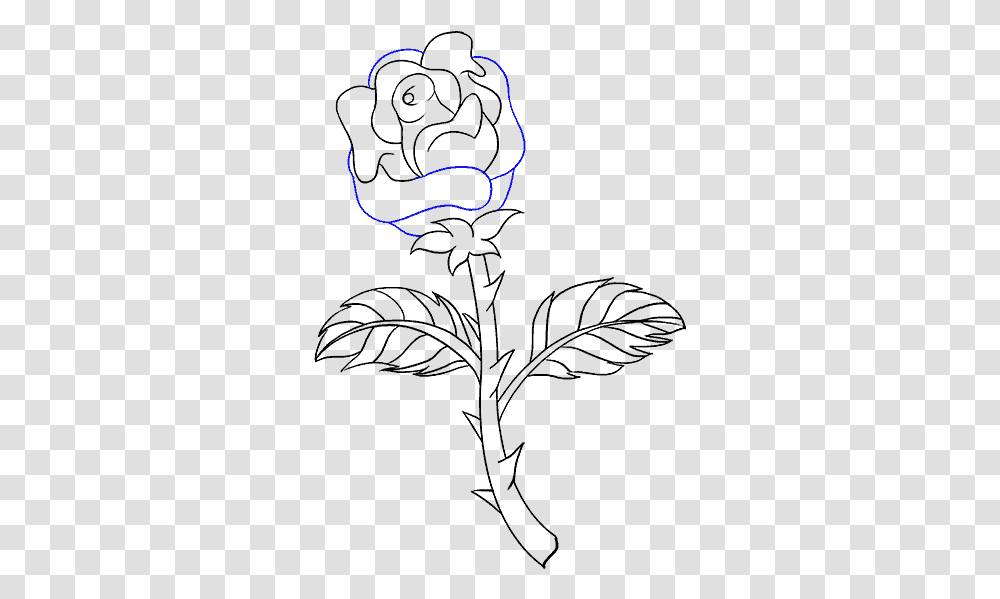 How To Draw Rose With A Stem Draw A Rose With Stem, Light, Neon Transparent Png