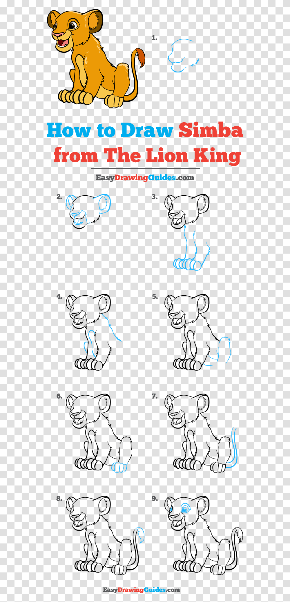 How To Draw Simba From The Lion King Draw Simba From Lion King Easy, Poster, Advertisement Transparent Png