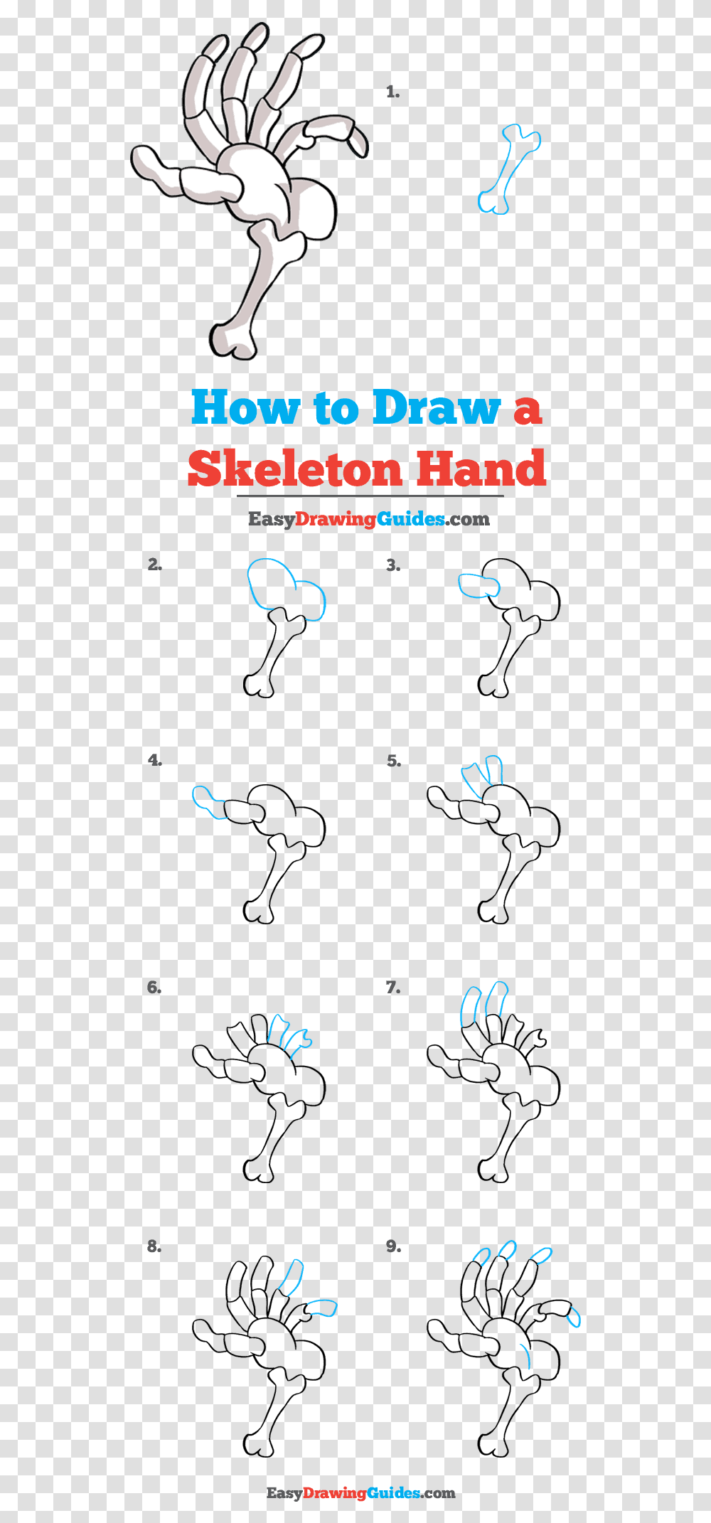 How To Draw Skeleton Hand Line Art, Alphabet, Number Transparent Png