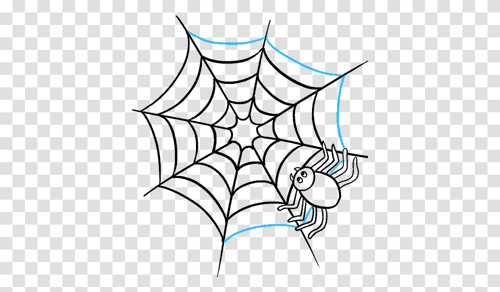 How To Draw Spider Web With Spider Easy Spider Web Drawing Transparent Png