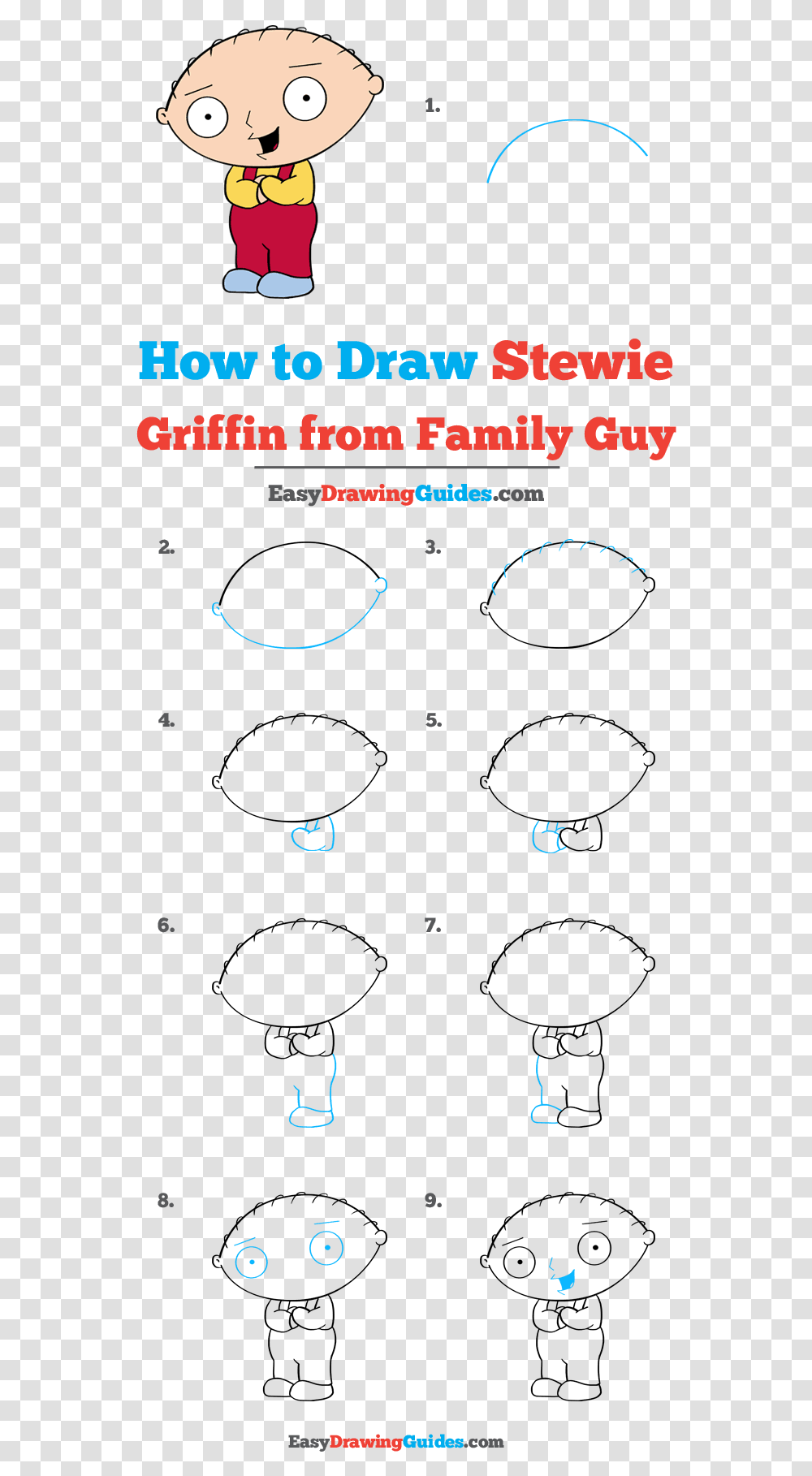How To Draw Stewie Griffin From Family Guy Stewie Griffin Step By Step Drawing, Number, Alphabet Transparent Png