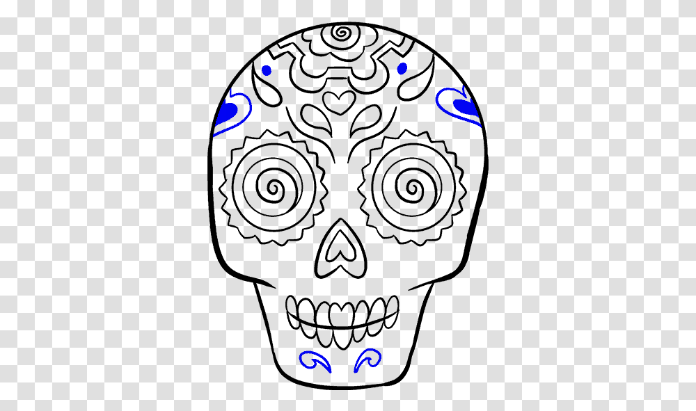 How To Draw Sugar Skull Dia De Los Muertos Skull Drawing Transparent Png