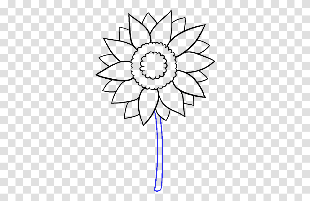 How To Draw Sunflower Aesthetic Sunflower Drawing Easy, Outdoors, Nature, Night Transparent Png