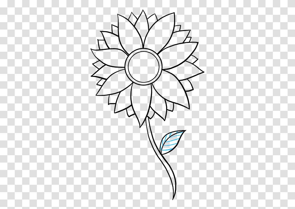 How To Draw Sunflower Step Easy Simple Sunflower Drawing, Logo, Trademark, Emblem Transparent Png