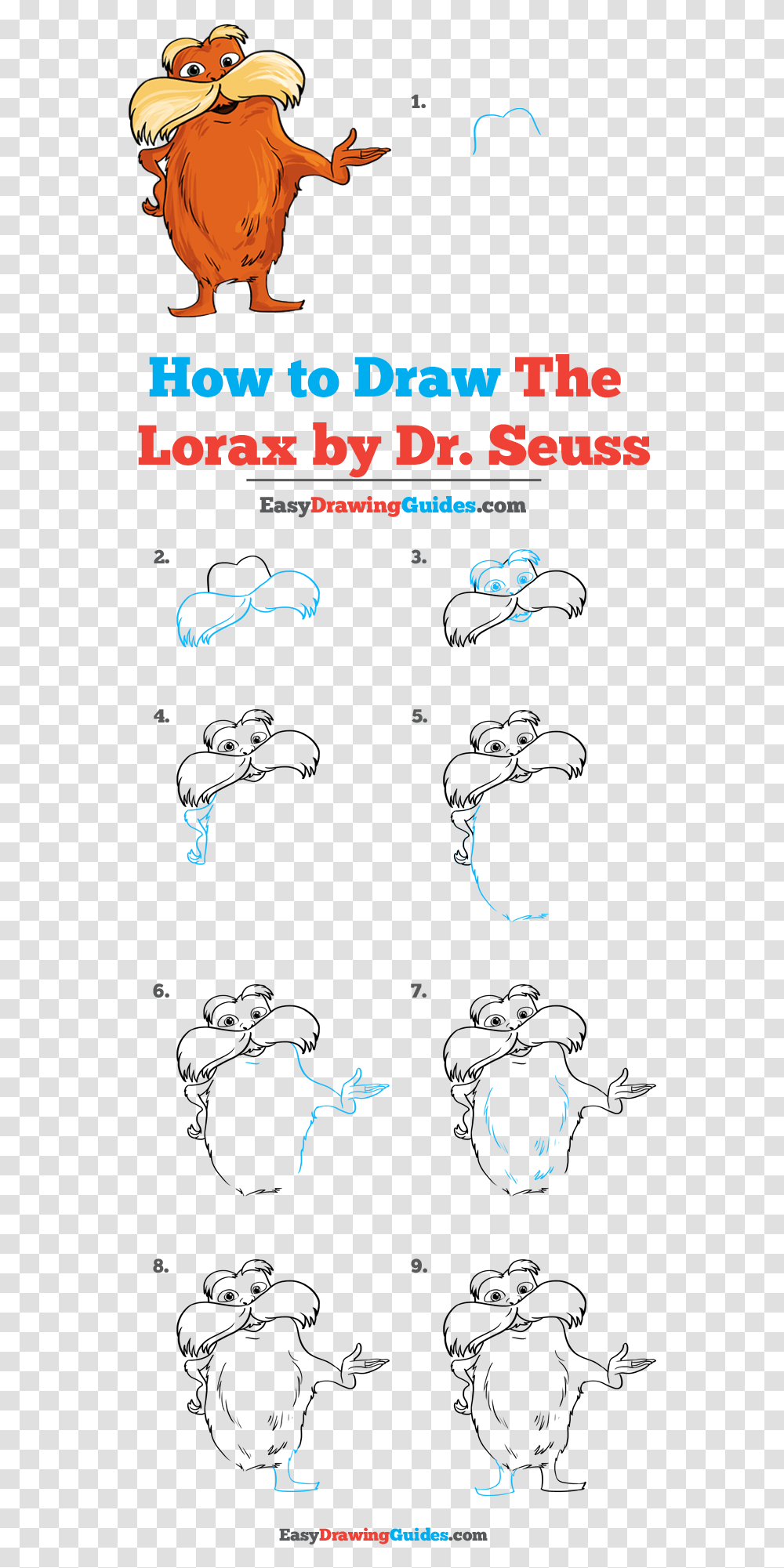 How To Draw The Lorax Easy Step By Step How To Draw Anime, Text, Poster, Advertisement, Alphabet Transparent Png
